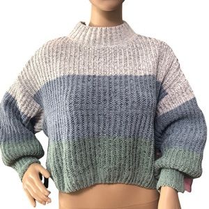 Color-Block Mock Neck Sweater Size XS